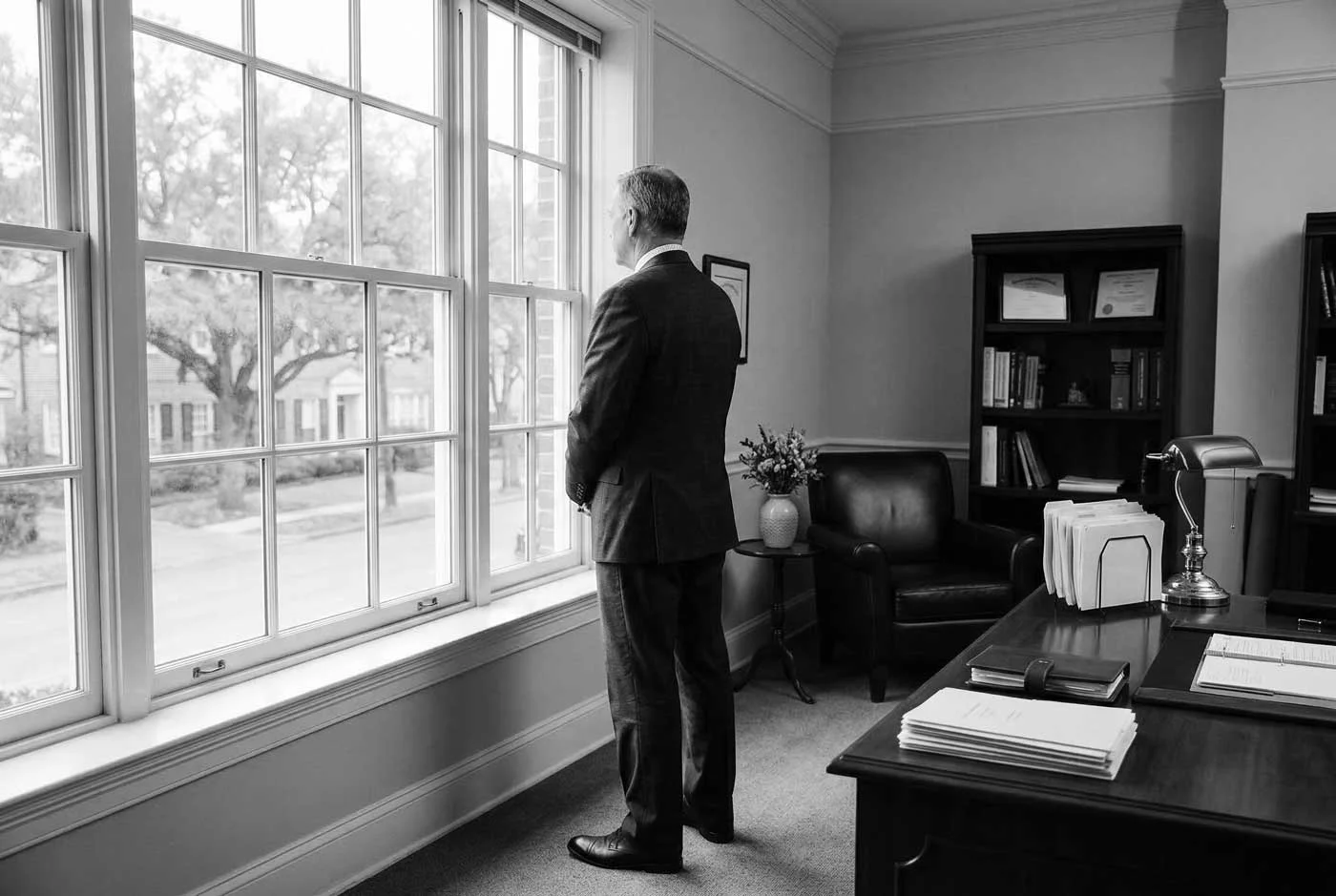 Established independent funeral director in a professional office setting