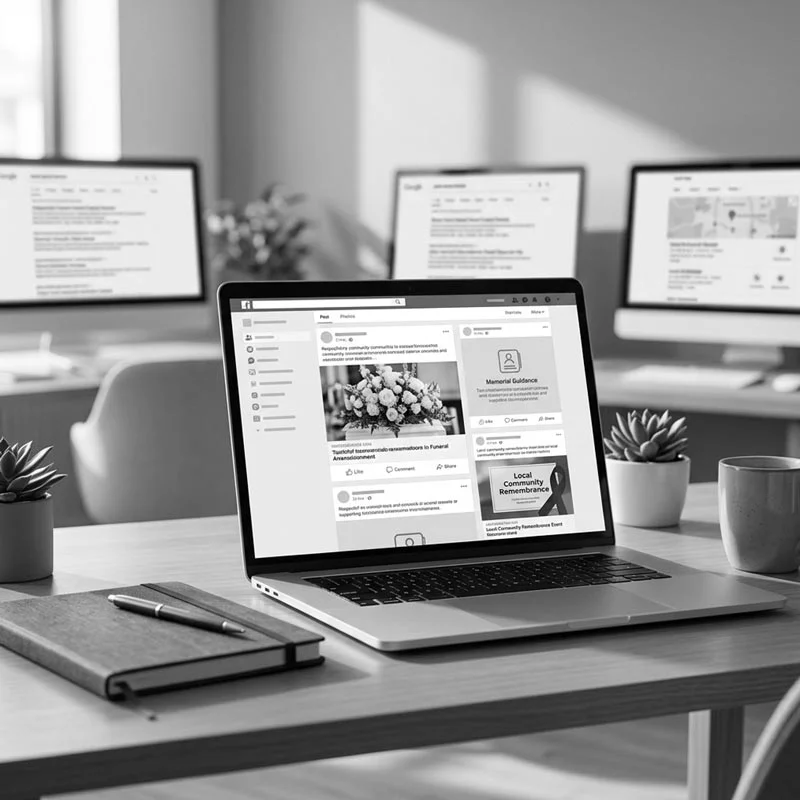 Independent funeral director maintaining professional social media visibility within the local community